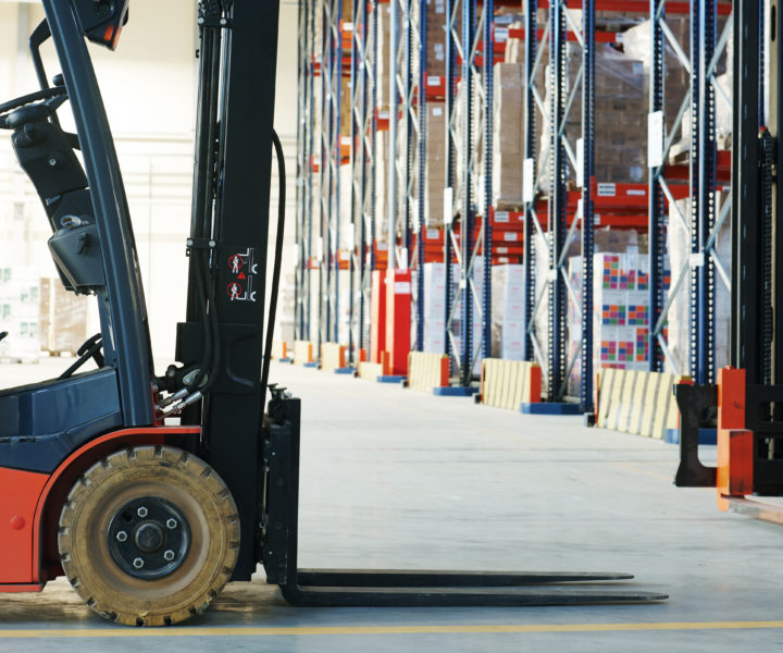 forklift loader pallet stacker truck equipment at warehouse