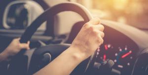 Female driving car